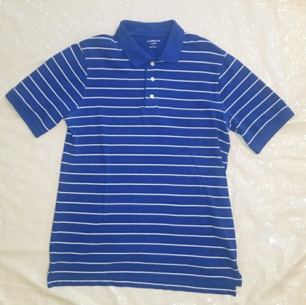 Croft & Barrow Men's Blue Striped Short Sleeve Polo Shirt Size S